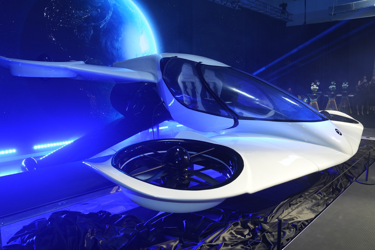 H1-X full-scale passenger eVTOL showroom engineering model aircraft H1-X full-scale passenger eVTOL showroom engineering model aircraft